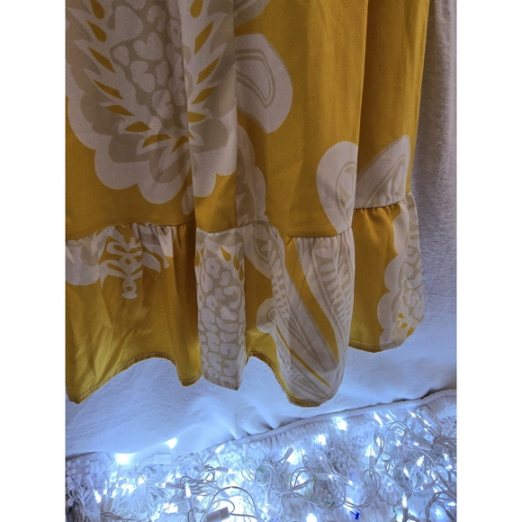 Moonsea Yellow/white Short Sleeve Maxi Poly Dress. 1/4button. Ladies Size Small - Picture 12 of 14